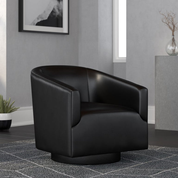 Comfort Pointe Gaven Black Wood Base Swivel Chair Black