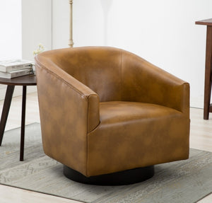 Comfort Pointe Gaven Camel Wood Base Swivel Chair Camel