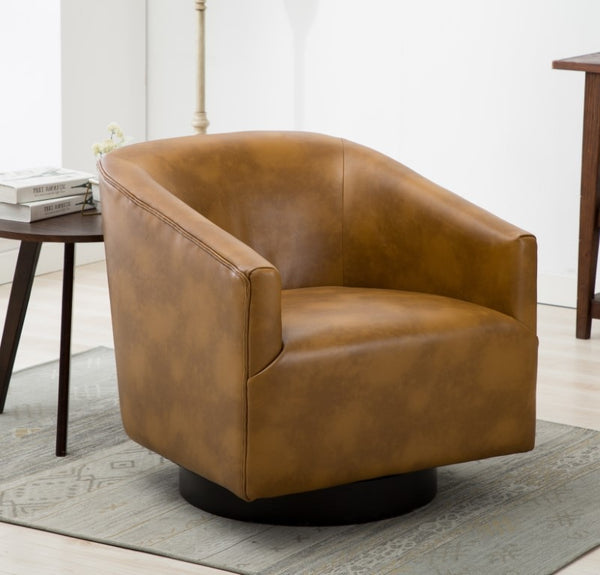 Comfort Pointe Gaven Camel Wood Base Swivel Chair Camel