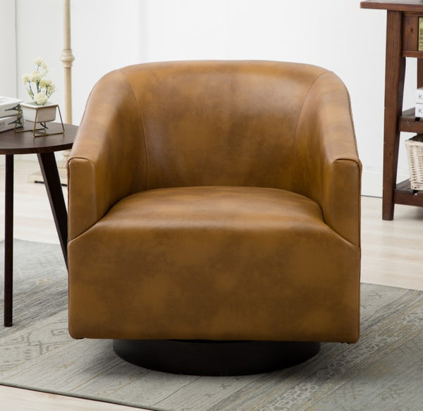Comfort Pointe Gaven Camel Wood Base Swivel Chair Camel