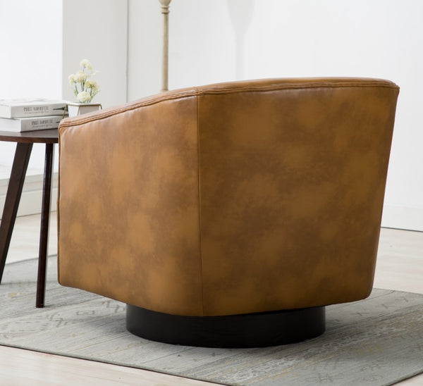 Comfort Pointe Gaven Camel Wood Base Swivel Chair Camel