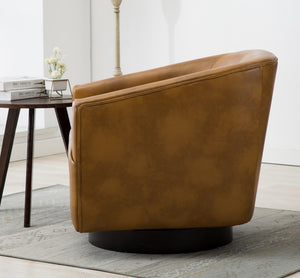 Comfort Pointe Gaven Camel Wood Base Swivel Chair Camel