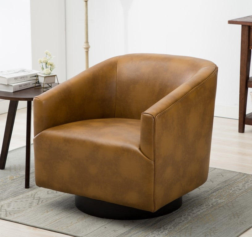 Comfort Pointe Gaven Camel Wood Base Swivel Chair Camel