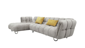 VIG Furniture Divani Casa Jacinda - Modern Grey Fabric Left Facing Sectional Sofa with 2 Yellow Pillows VGEV-23106-GRY-LAF