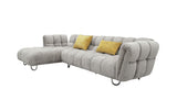 VIG Furniture Divani Casa Jacinda - Modern Grey Fabric Left Facing Sectional Sofa with 2 Yellow Pillows VGEV-23106-GRY-LAF