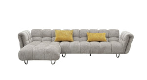 VIG Furniture Divani Casa Jacinda - Modern Grey Fabric Left Facing Sectional Sofa with 2 Yellow Pillows VGEV-23106-GRY-LAF