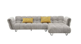 VIG Furniture Divani Casa Jacinda - Modern Grey Fabric Right Facing Sectional Sofa with 2 Yellow Pillows VGEV-23106-GRY-RAF