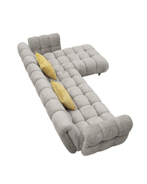 VIG Furniture Jacinda Mid-Century Grey Raf Sectional Sofa With Yellow Accent Pillows, Stainless Legs, Spacious Comfort VGEV-23106-GRY-RAF