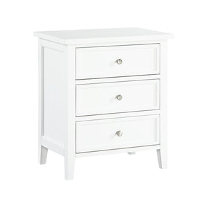 English Elm Luca 3-Drawer Nightstand with Dovetail Drawers and Metal Glides, Tapered Legs, No Assembly Required White B050P376948