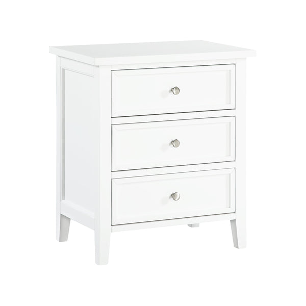 English Elm Luca 3-Drawer Nightstand with Dovetail Drawers and Metal Glides, Tapered Legs, No Assembly Required White B050P376948