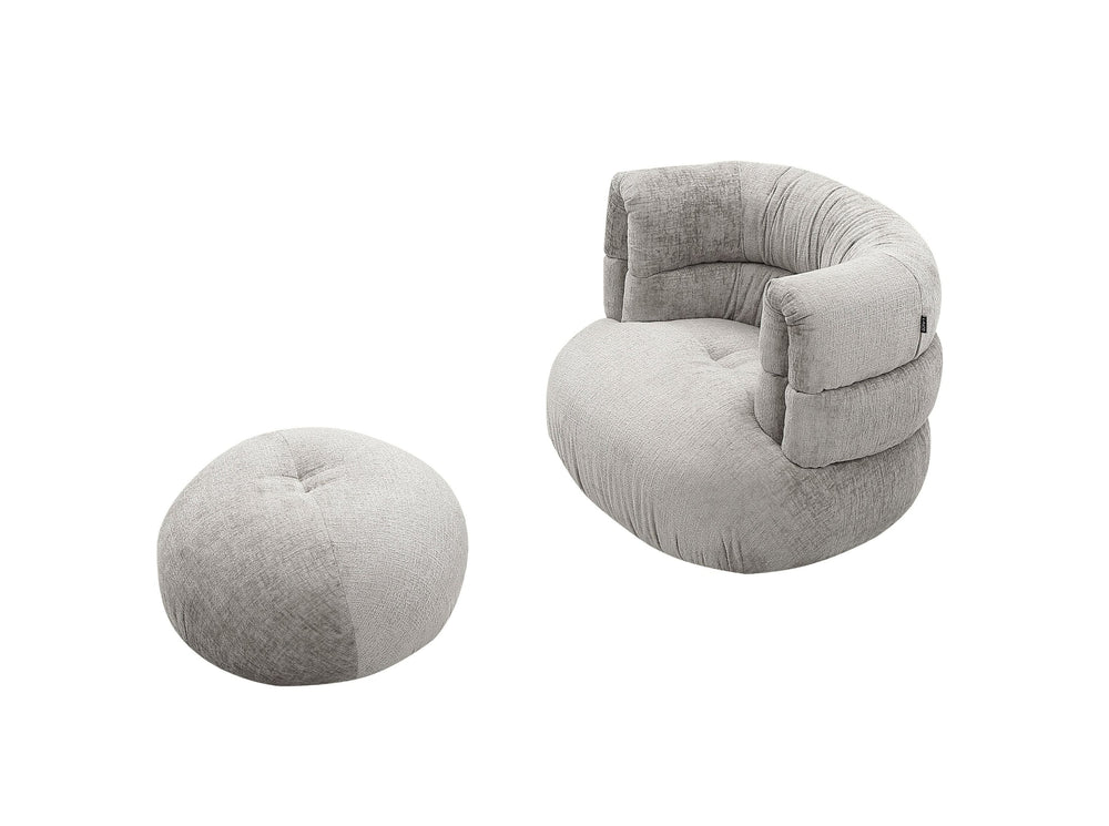 VIG Furniture Divani Casa Shay - Modern Grey Fabric Accent Chair + Ottoman VGEV-CH325-GRY-SET