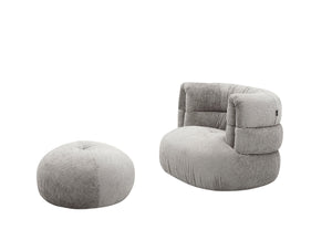 VIG Furniture Divani Casa Shay - Modern Grey Fabric Accent Chair + Ottoman VGEV-CH325-GRY-SET