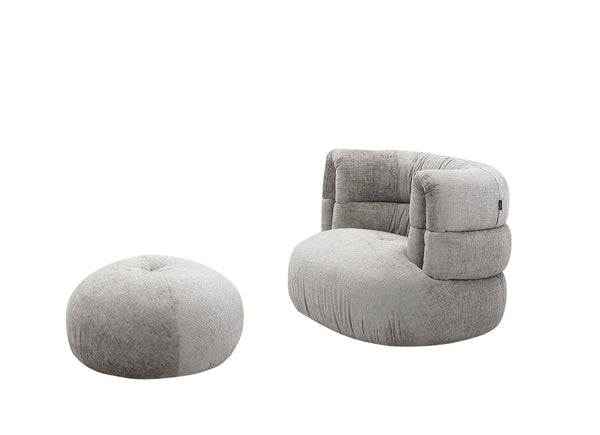 VIG Furniture Divani Casa Shay - Modern Grey Fabric Accent Chair + Ottoman VGEV-CH325-GRY-SET