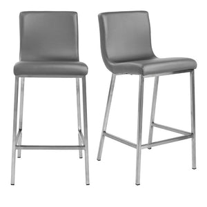 EuroStyle Scott Leatherette Upholstered Counter Stools with Stainless Steel Frame Set of 2 80955GRY