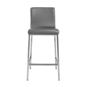 EuroStyle Scott Leatherette Upholstered Counter Stools with Stainless Steel Frame Set of 2 80955GRY