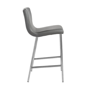 EuroStyle Scott Leatherette Upholstered Counter Stools with Stainless Steel Frame Set of 2 80955GRY