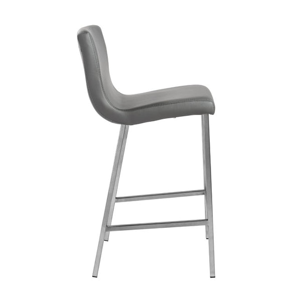 EuroStyle Scott Leatherette Upholstered Counter Stools with Stainless Steel Frame Set of 2 80955GRY
