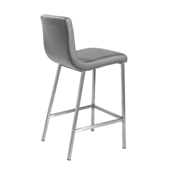 EuroStyle Scott Leatherette Upholstered Counter Stools with Stainless Steel Frame Set of 2 80955GRY