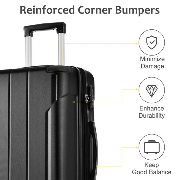 English Elm Hardshell Abs Checked Suitcase with 360 Spinner Wheels Expandable Tsa Lock 28 Inch Black N730P296747B