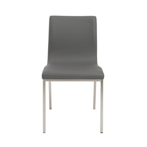 EuroStyle Scott Contemporary Leatherette Dining Side Chairs with Stainless Steel Legs Set of 2 Gray 80960GRY
