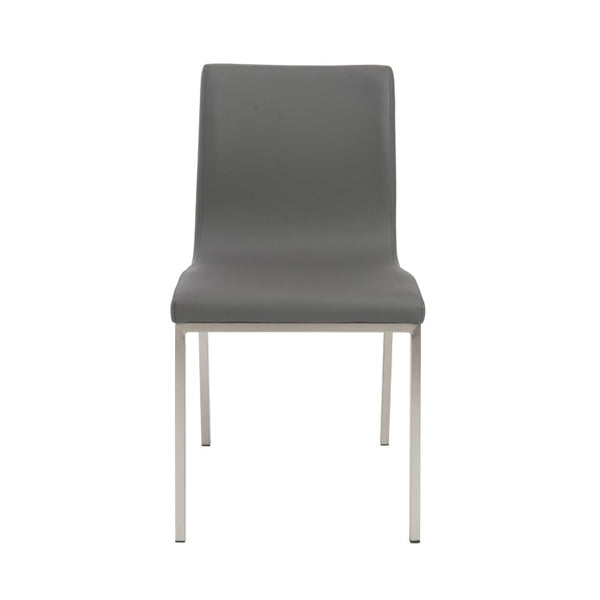 EuroStyle Scott Contemporary Leatherette Dining Side Chairs with Stainless Steel Legs Set of 2 Gray 80960GRY