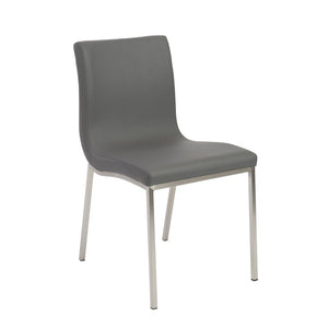 EuroStyle Scott Contemporary Leatherette Dining Side Chairs with Stainless Steel Legs Set of 2 Gray 80960GRY