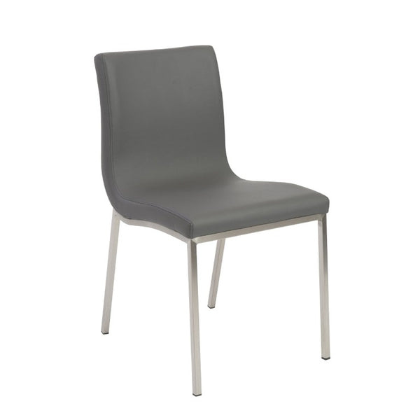 EuroStyle Scott Contemporary Leatherette Dining Side Chairs with Stainless Steel Legs Set of 2 Gray 80960GRY