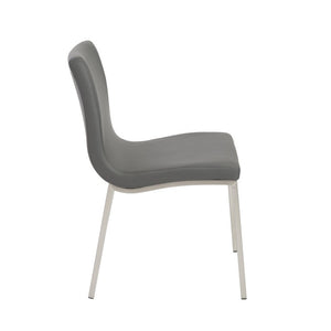 EuroStyle Scott Contemporary Leatherette Dining Side Chairs with Stainless Steel Legs Set of 2 Gray 80960GRY