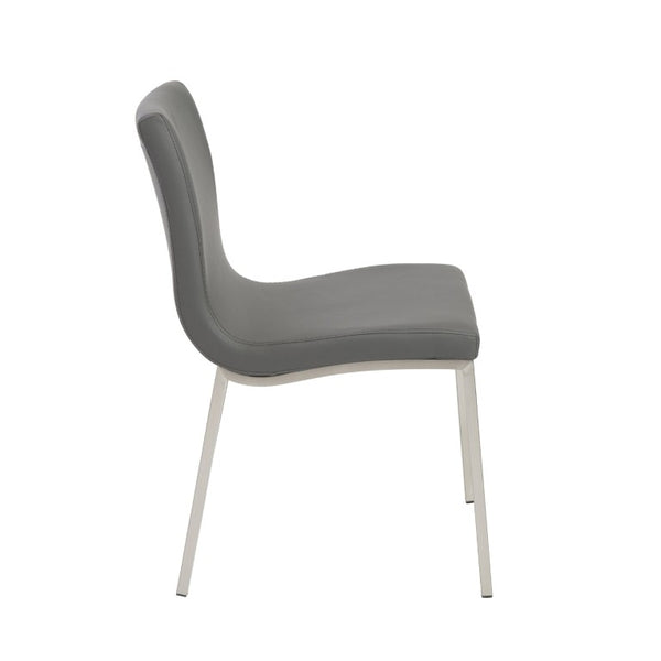 EuroStyle Scott Contemporary Leatherette Dining Side Chairs with Stainless Steel Legs Set of 2 Gray 80960GRY