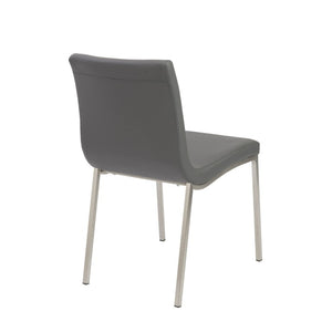 EuroStyle Scott Contemporary Leatherette Dining Side Chairs with Stainless Steel Legs Set of 2 Gray 80960GRY