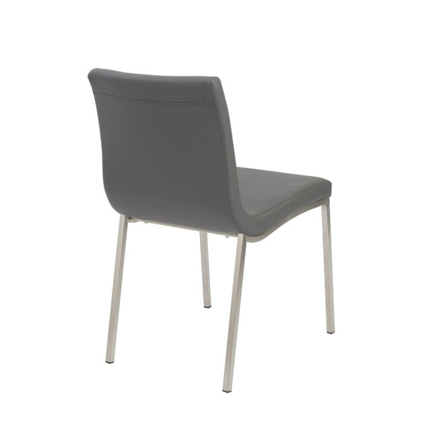 EuroStyle Scott Contemporary Leatherette Dining Side Chairs with Stainless Steel Legs Set of 2 Gray 80960GRY