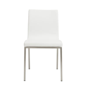 EuroStyle Scott Contemporary Leatherette Dining Side Chairs with Stainless Steel Legs Set of 2 White 80960WHT