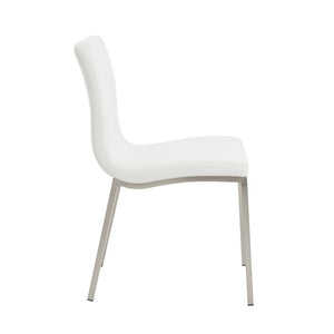 EuroStyle Scott Contemporary Leatherette Dining Side Chairs with Stainless Steel Legs Set of 2 White 80960WHT