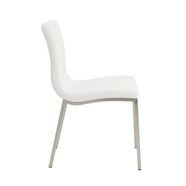 EuroStyle Scott Contemporary Leatherette Dining Side Chairs with Stainless Steel Legs Set of 2 White 80960WHT