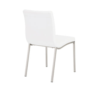 EuroStyle Scott Contemporary Leatherette Dining Side Chairs with Stainless Steel Legs Set of 2 White 80960WHT