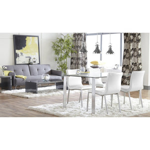EuroStyle Scott Contemporary Leatherette Dining Side Chairs with Stainless Steel Legs Set of 2 White 80960WHT