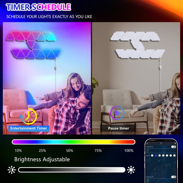 English Elm 20-pack Triangular Rgb Led Wall Panels Modular Music Sync Smart App Gaming Room Lights W2312P466897