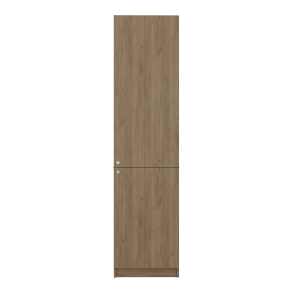 English Elm Butte Tall Two-tone Oak Bookcase with Concealed Doors and Open Shelves for Home Office B097P480465