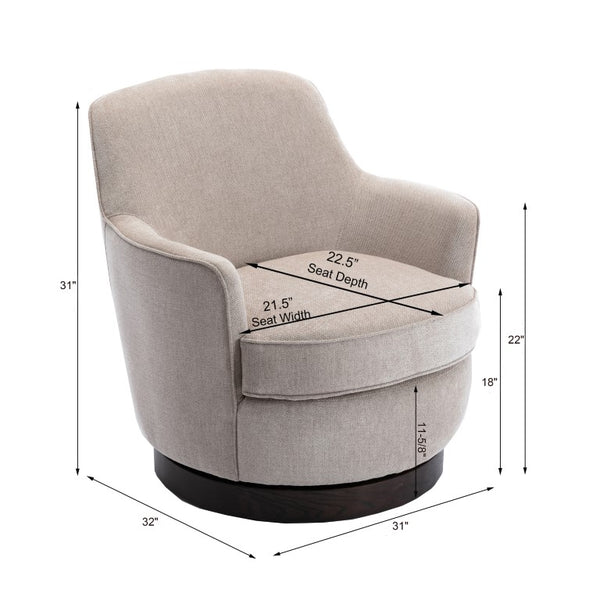 Comfort Pointe Reese Oatmeal Wood Base Swivel Chair Oatmeal