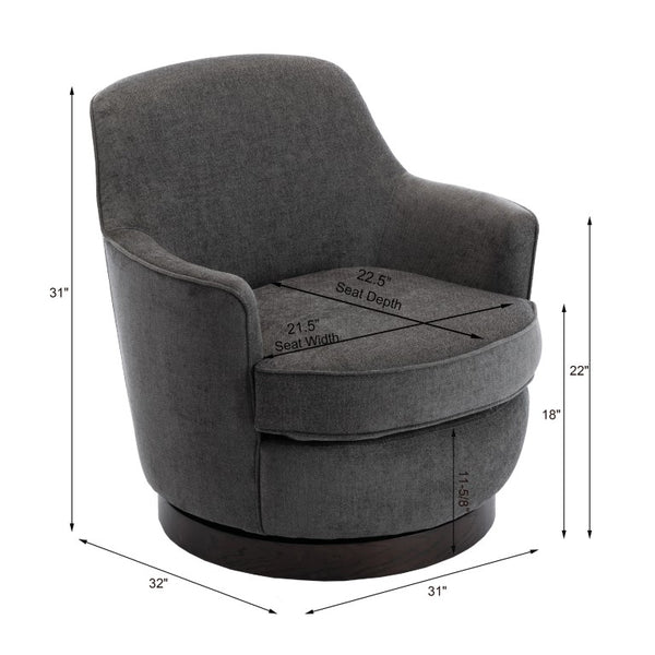 Comfort Pointe Reese Charcoal Wood Base Swivel Chair Charcoal