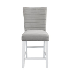English Elm Elizaveta Gray Velvet Counter Height Chair Set of 2 - High Gloss White Trim, 60mm Cushion, 220lb Capacity B2726P345237