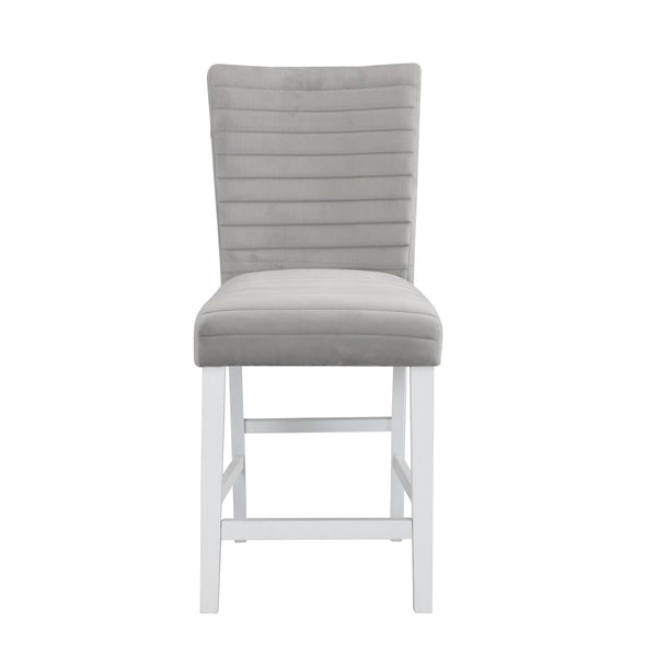 English Elm Elizaveta Gray Velvet Counter Height Chair Set of 2 - High Gloss White Trim, 60mm Cushion, 220lb Capacity B2726P345237