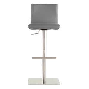 EuroStyle Scott Swivel Barstool Faux Leather Seat with Adjustable Pneumatic Height Stainless Base Gray 80974GRY