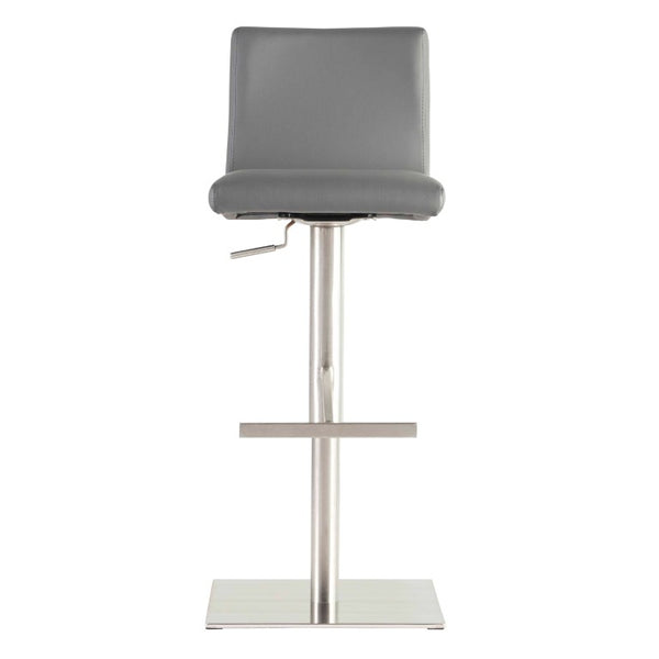 EuroStyle Scott Swivel Barstool Faux Leather Seat with Adjustable Pneumatic Height Stainless Base Gray 80974GRY