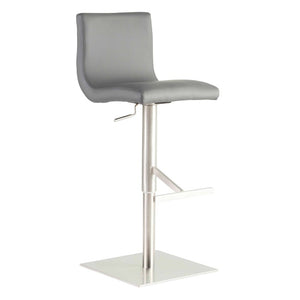 EuroStyle Scott Swivel Barstool Faux Leather Seat with Adjustable Pneumatic Height Stainless Base Gray 80974GRY