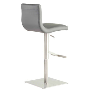 EuroStyle Scott Swivel Barstool Faux Leather Seat with Adjustable Pneumatic Height Stainless Base Gray 80974GRY