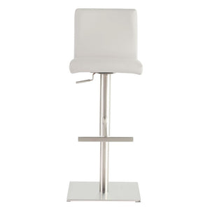EuroStyle Scott Swivel Barstool Faux Leather Seat with Adjustable Pneumatic Height Stainless Base White 80974WHT