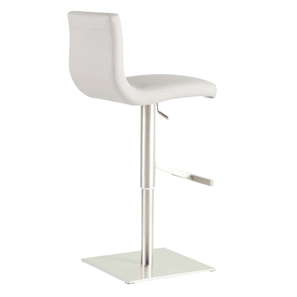 EuroStyle Scott Swivel Barstool Faux Leather Seat with Adjustable Pneumatic Height Stainless Base White 80974WHT