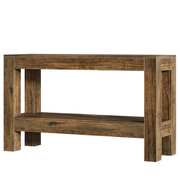 English Elm Practical Geometric Console Table with Matte Black Wood Grain Finish for Entryway or Sofa T3971P453725
