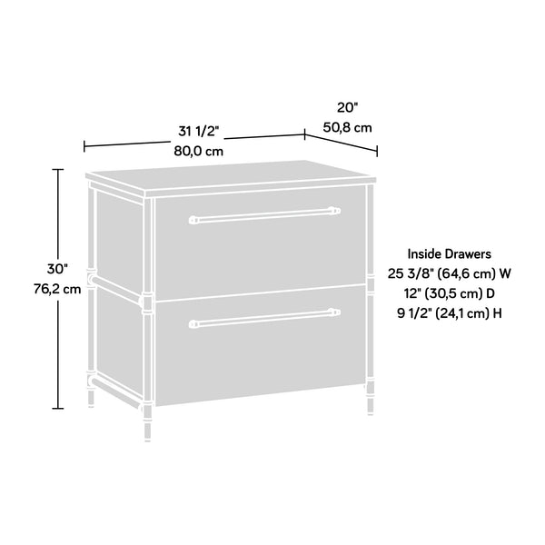 English Elm Lateral File Cabinet In Warm Oak Finish - Stylish, Durable Storage For Home Office & Workspace Solutions B356P367836
